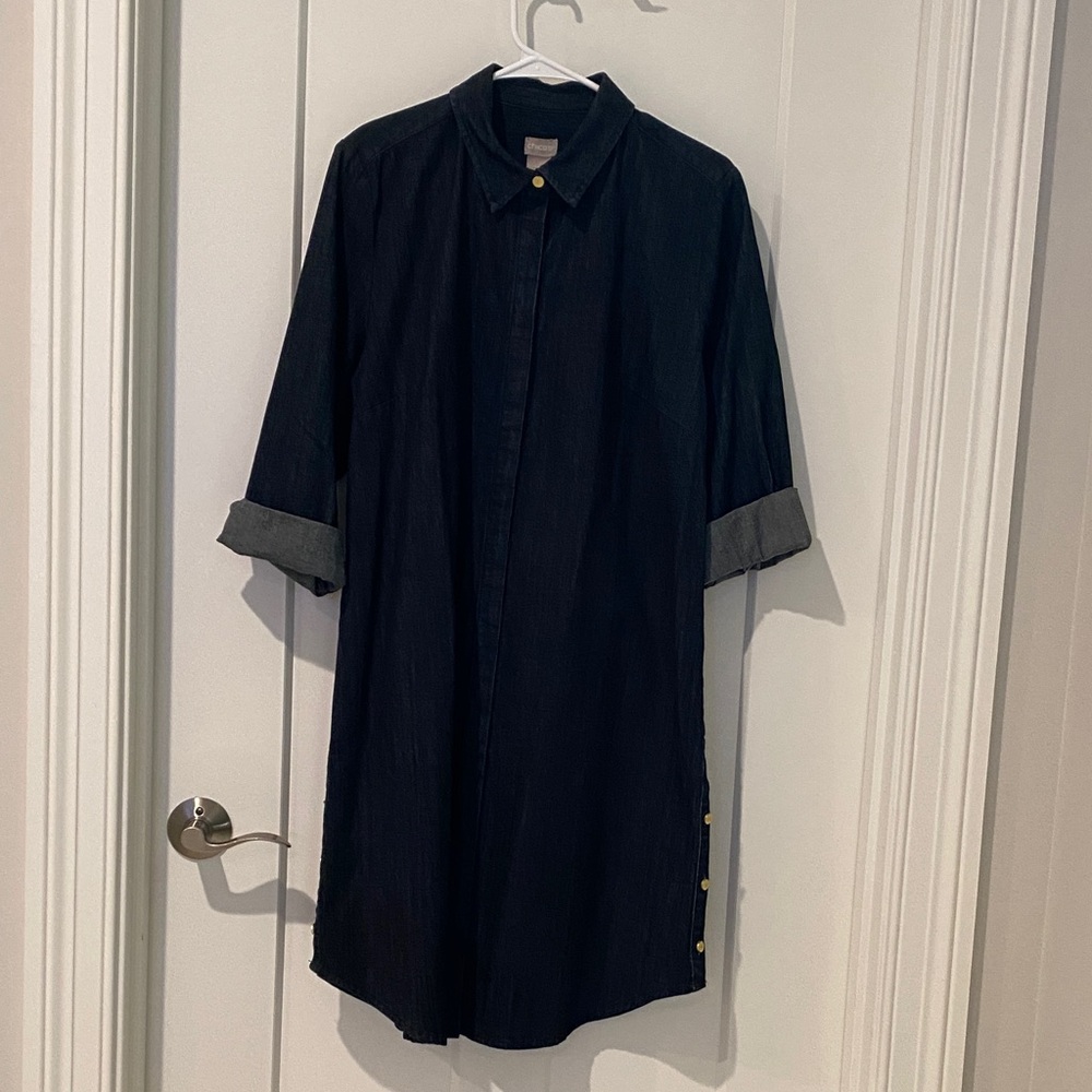 Chico’s Button Detail Denim Shirt Dress